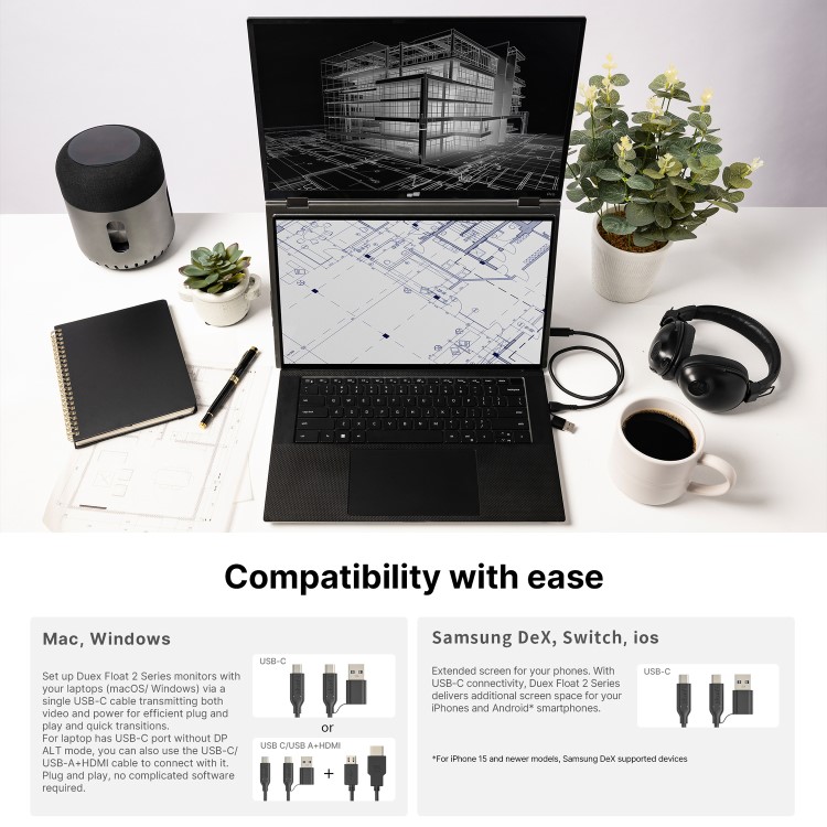Mobile Pixels Duex Float 2 Pro 16" WQXGA 120Hz USB-C Gaming Portable Monitor