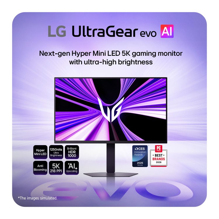 LG UltraGear evo GM9 27" IPS Hyper Mini LED Dual Mode 5K 165Hz QHD 330Hz Gaming AI Monitor