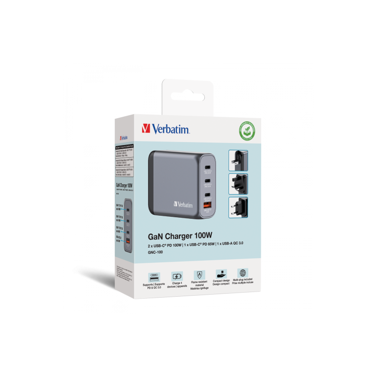 Verbatim 4-Port GaN 100W Laptop Charger