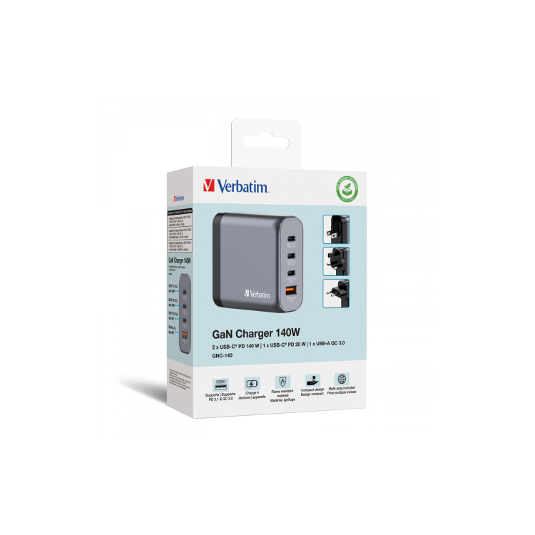 Verbatim 4-Port GaN 140W Laptop Charger