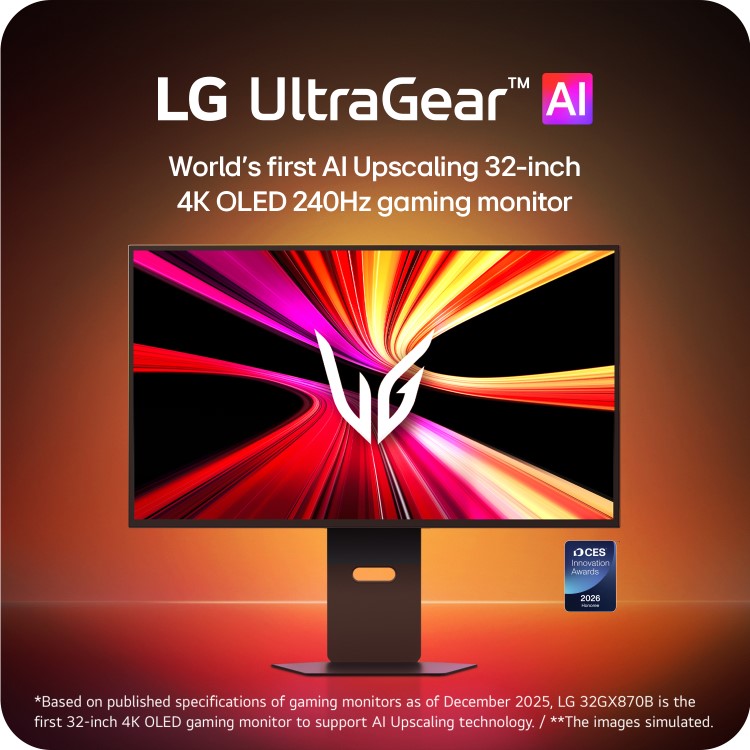 LG UltraGear evo 32" OLED Dual Mode 4K UHD 240Hz Full HD 480Hz 0.03ms Gaming Monitor