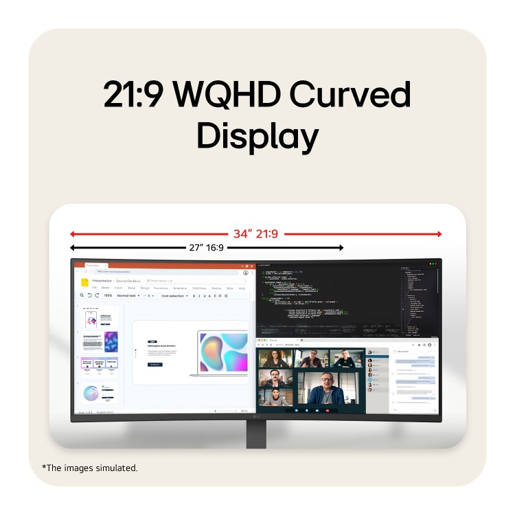 LG UltraWide 34U620B U6 34" VA QHD 144Hz Height-Adjustable Curved Monitor