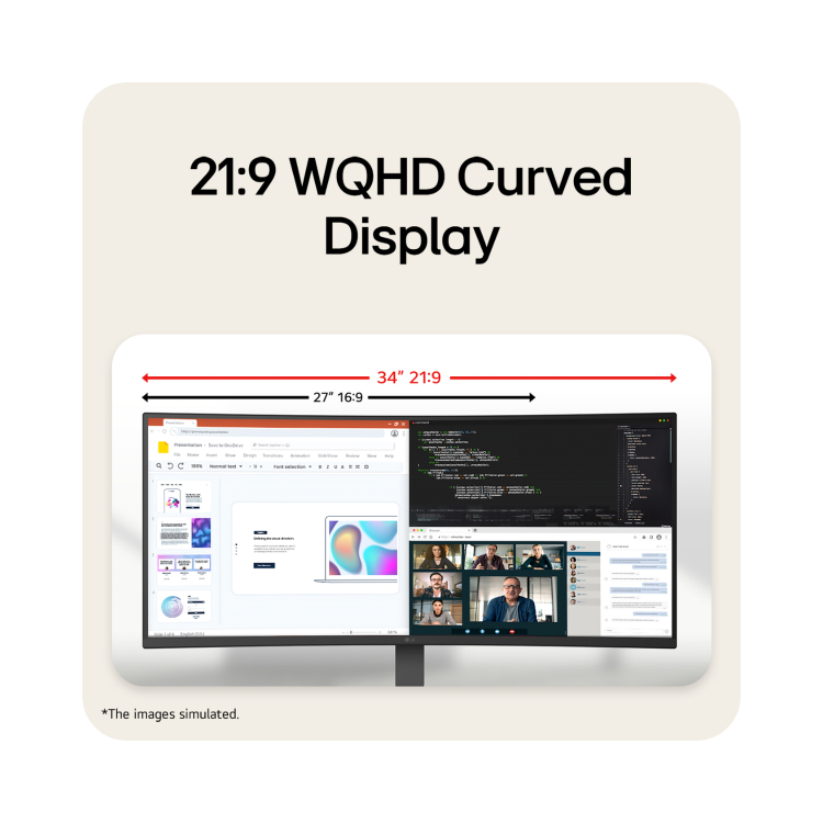 LG UltraWide 34" VA QHD 144Hz USB-C Height-Adjustable Curved Monitor