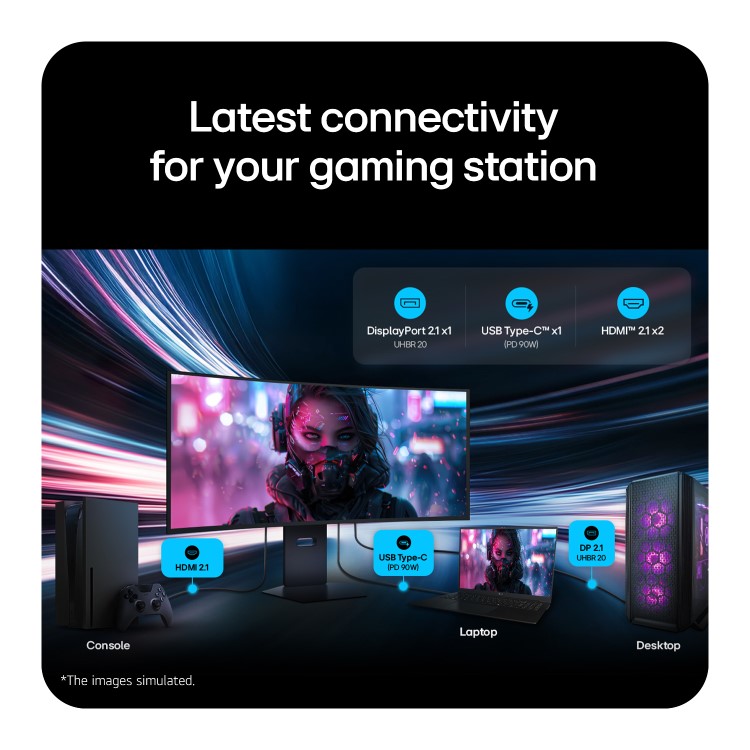 LG UltraGear 39GX950B evo GX9 39" OLED 5K2K 165Hz USB-C Height-Adjustable Curved Gaming Monitor