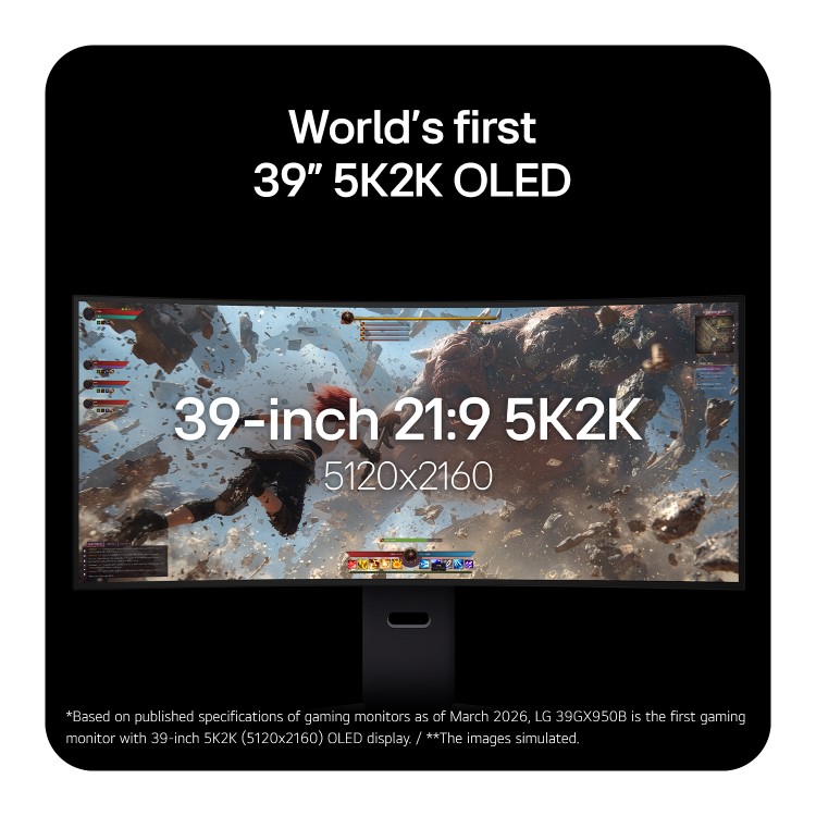 LG UltraGear 39GX950B evo GX9 39" OLED 5K2K 165Hz USB-C Height-Adjustable Curved Gaming Monitor