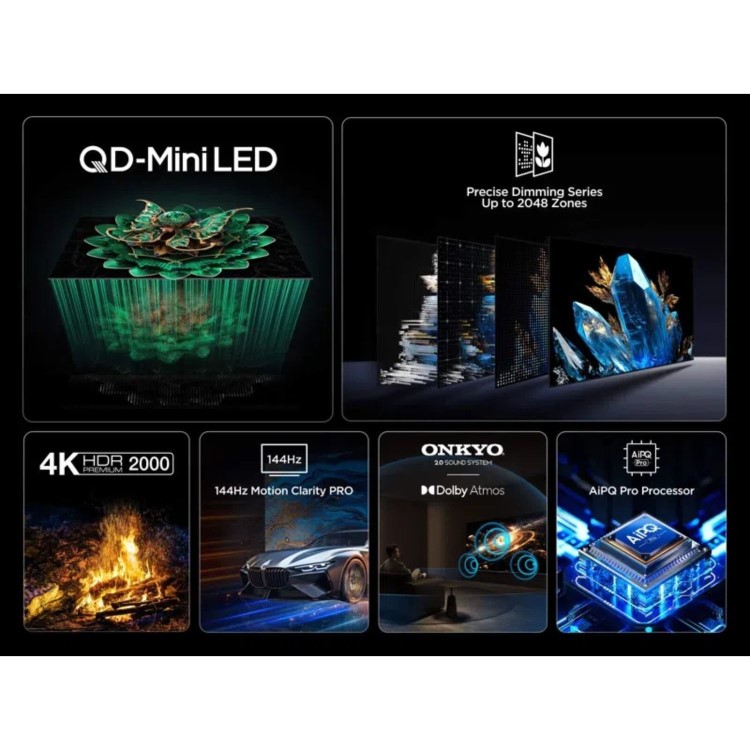 TCL 50C7K-UK 50 Inch QD-Mini LED 4K Google TV – 144Hz Gaming Dolby Vision & Dolby Atmos