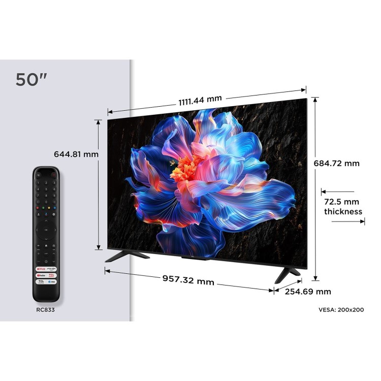 TCL 50V6C-UK 50-Inch 4K HDR Smart TV  Dolby Vision HDR10+ Google TV & Dolby Atmos