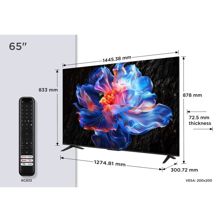 TCL 65V6C-UK 65-Inch 4K HDR Smart TV  Dolby Vision HDR10+ Google TV & Dolby Atmos