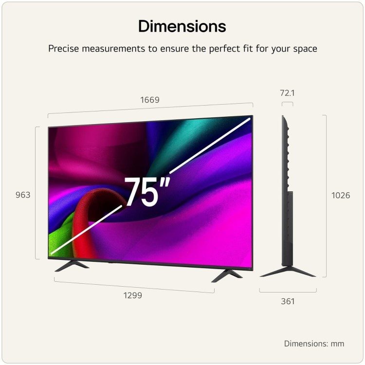 LG 75NU900B6LA 75" 4K UHD Nano AI Smart TV with HDR10 Pro webOS & AI Upscaling