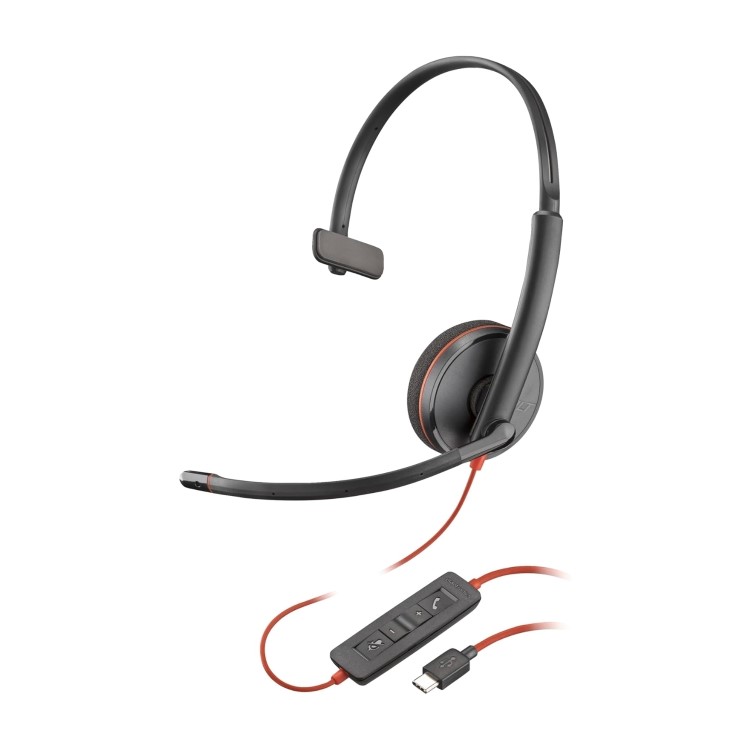 HP Poly Blackwire 3210 Monaural USB-C Headset +USB-C/A Adapter (Bulk)