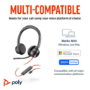 HP Poly Blackwire 8225 Stereo USB-C Headset +USB-C/A Adapter