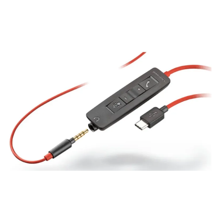 HP Poly Blackwire 3225 Stereo USB-C Headset +3.5mm Plug +USB-C/A Adapter