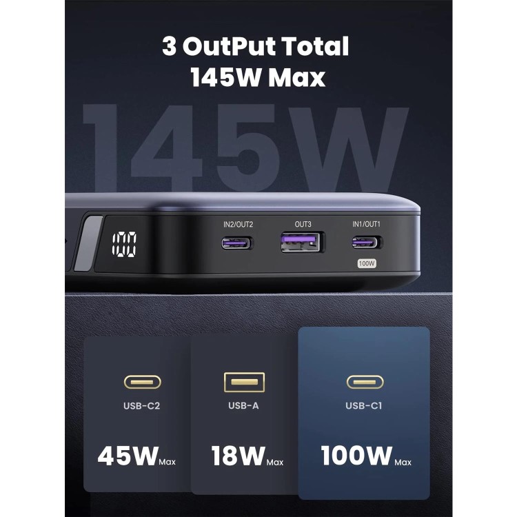 UGREEN 25000mAh PD 145W Power Bank - Grey