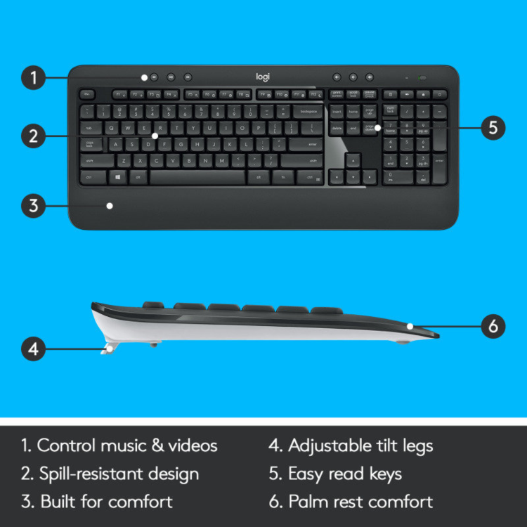 Logitech MK540 Advanced Wireless Keyboard and Mouse Combo Black