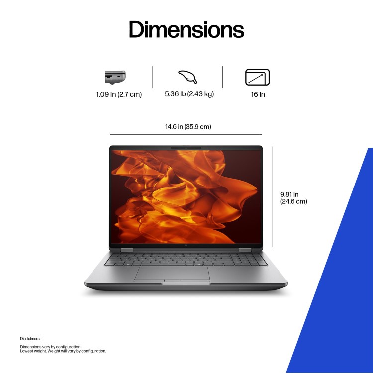 HP ZBook Intel Core Ultra 9 32GB RAM 1TB SSD 16 Inch Windows 11 Pro Laptop