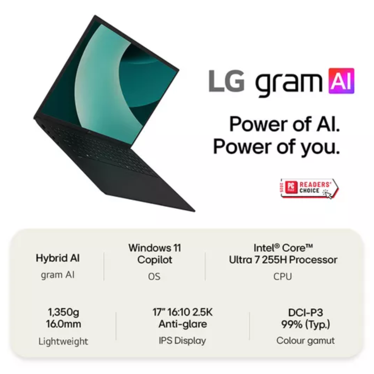 Refurbished LG gram 17 Core Ultra 7 16GB RAM 1TB SSD 17 Inch Windows 11 Laptop