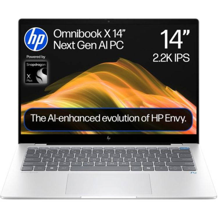Refurbished HP OmniBook X 14 Copilot+ PC Snapdragon X Plus 16GB RAM 512GB SSD 14 Inch Windows 11 Laptop - Silver