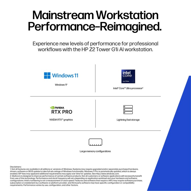 HP Z2 Tower G1i Intel Core Ultra 9 285K 64GB RAM 1TB SSD RTX 4000 Ada Windows 11 Pro Workstation PC