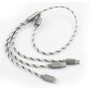 LapCabby 3in1 Grounded Lightning Cables USB-A to USB-C/Apple Lightning/Micro USB 5 Pack