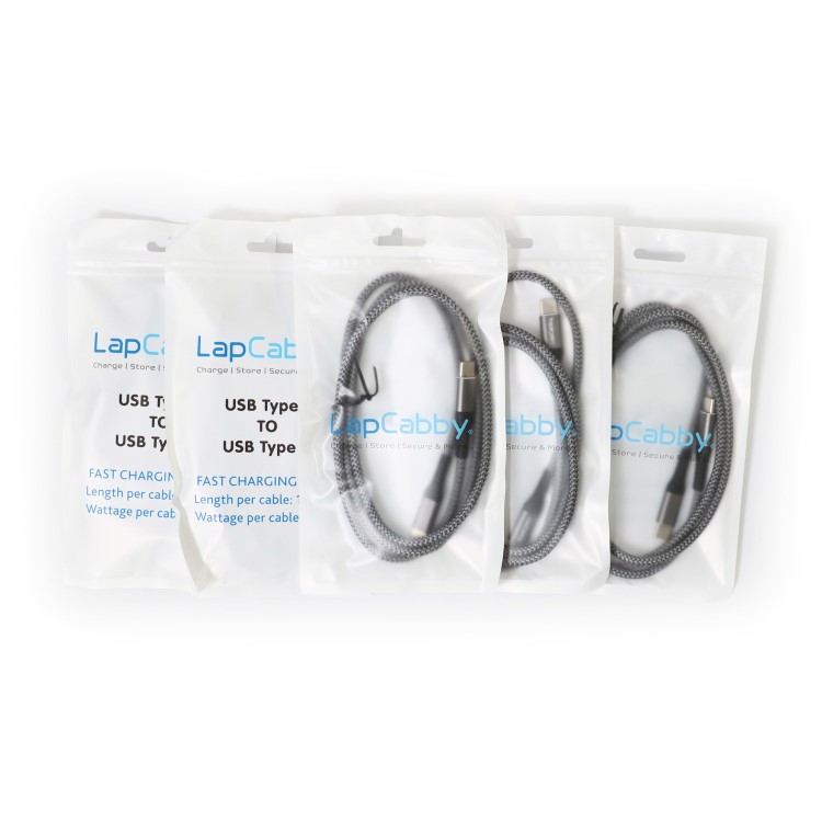 LapCabby 100W 1 Meter USB-C to USB-C Cable 5 Packs