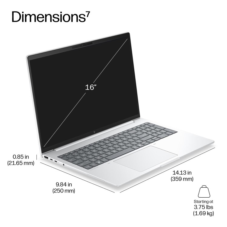 HP EliteBook 8 G2i Intel Core Ultra 7 32GB RAM 512GB SSD 16 Inch Windows 11 Pro Laptop