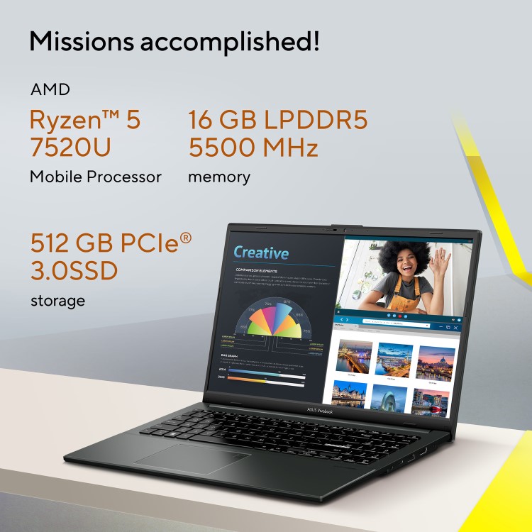 ASUS VivoBook Go 15 AMD Ryzen 5 16GB RAM 512GB SSD 15.6 Inch Windows 11 Laptop