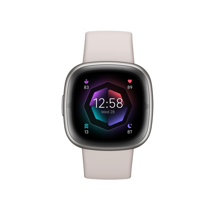 Fitbit Sense 2 Platinum Aluminium with Lunar White Band Bluetooth Smartwatch