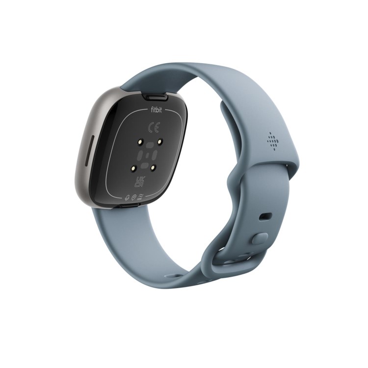 Fitbit Vers 4 Platinum Aluminium with Waterfall Blue Band Bluetooth Smartwatch