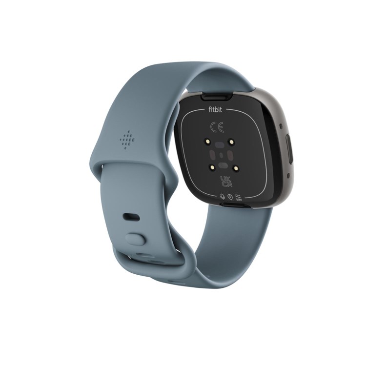 Fitbit Vers 4 Platinum Aluminium with Waterfall Blue Band Bluetooth Smartwatch