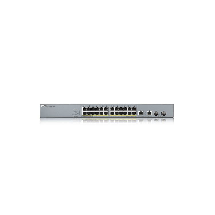 Zyxel GS1350-26HP NebulaFlex Pro 24-Port Smart Managed PoE+ Switch Bundle with NWA90AX WiFi 6 Dual-Radio PoE WAP White