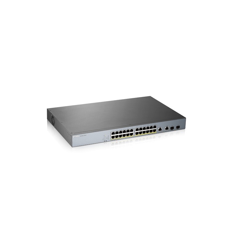 Zyxel GS1350-26HP NebulaFlex Pro 24-Port Smart Managed PoE+ Switch Bundle with NWA90AX WiFi 6 Dual-Radio PoE WAP White