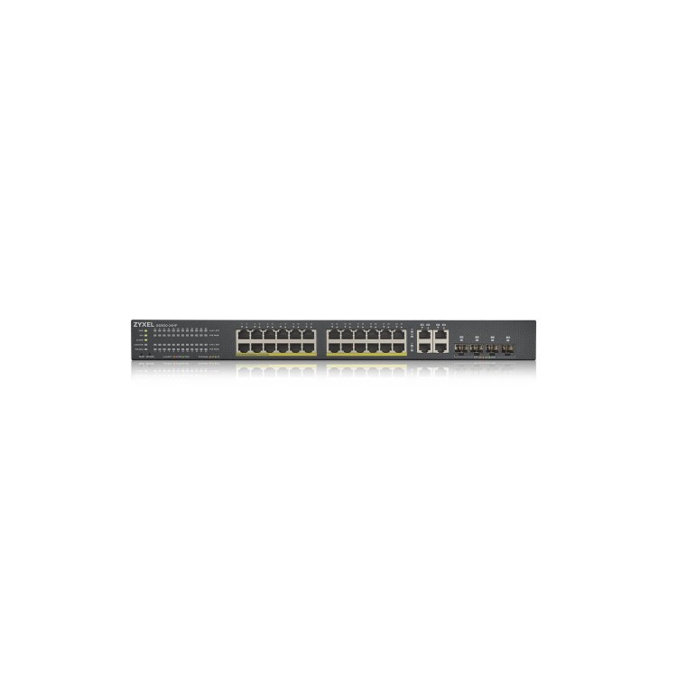 Zyxel GS1920-24HPv2 24-Port Smart Managed PoE+ Switch Bundle with NWA90AX WiFi 6 Dual-Radio PoE WAP White