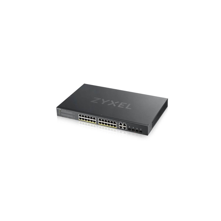 Zyxel GS1920-24HPv2 24-Port Smart Managed PoE+ Switch Bundle with NWA90AX WiFi 6 Dual-Radio PoE WAP White