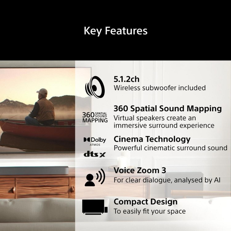 Sony HTA7100KIT BRAVIA Theatre Bar 7.1.2 Dolby Atmos Soundbar System – Built-in Subwoofer 360 Spatial Sound 4K/8K HDR Home Cinema Audio