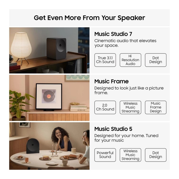 Samsung LS70H Music Studio 7 Wireless Speaker – Multi-Directional WiFi & Bluetooth Smart Speaker with Room-Filling Audio