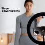 electriQ 10" RGB LED Ring Light with Tripod Stand Phone Holder and Remote - electriQ