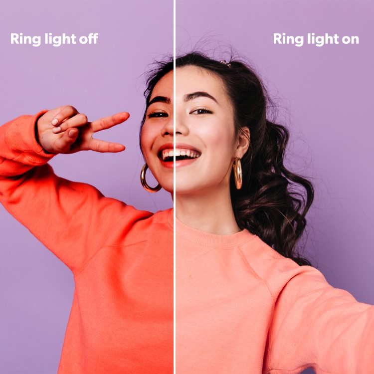 electriQ 10" RGB LED Ring Light with Tripod Stand Phone Holder and Remote - electriQ