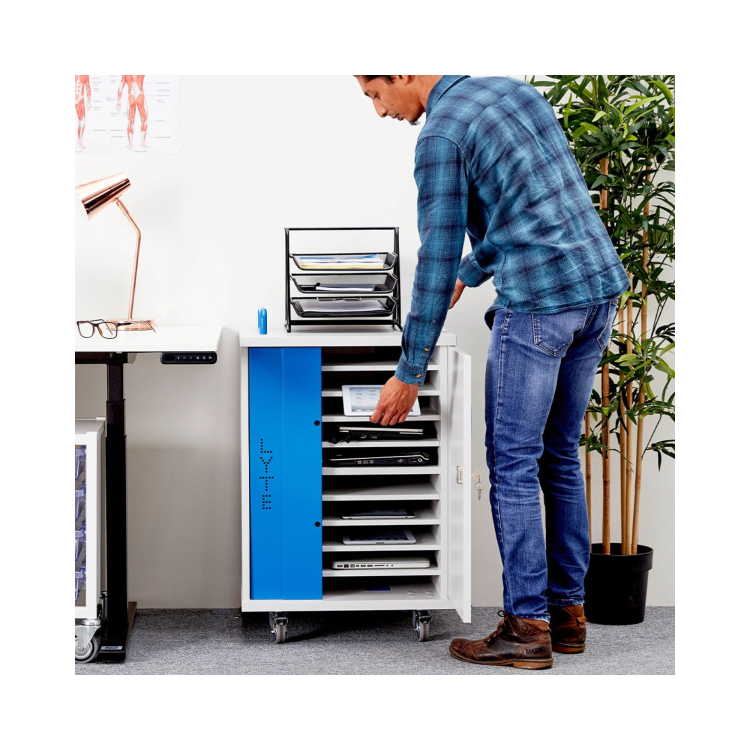 LapCabby Lyte Single Door 10 Laptops or Chromebooks and Tablets up to 15.6" Charging Trolley
