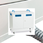 LapCabby Lyte Double Door 32 Chromebooks and Tablets up to 14? Metal Shelf Mobile Power 7 Charging Trolley