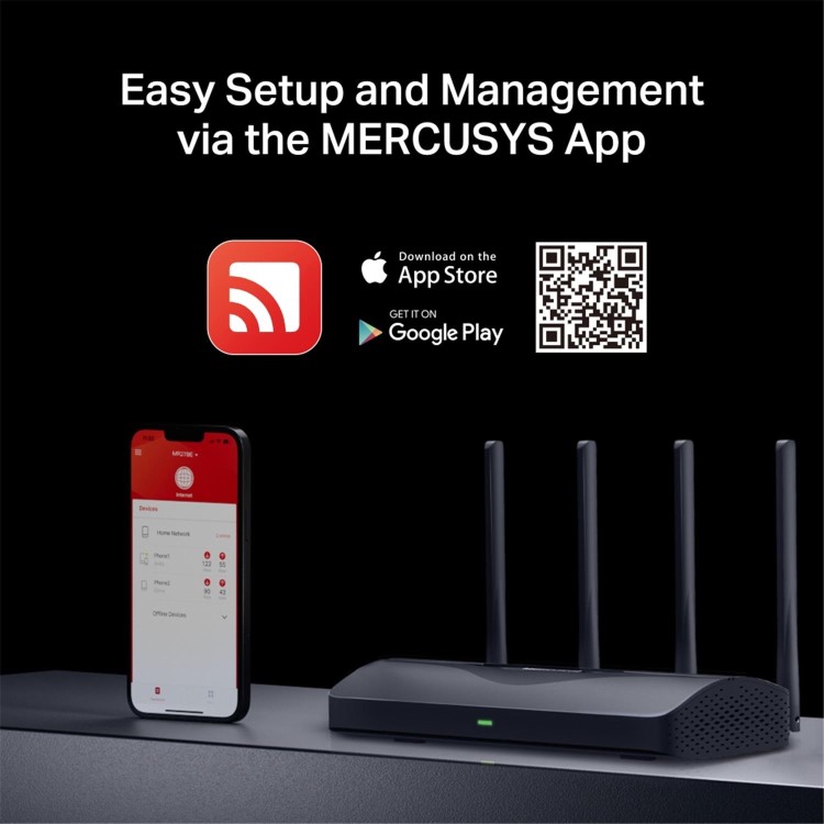 Mercusys MR27BE V1 - Wireless router 3-port switch - Wi-Fi 7, 1GbE, 2.5GbE Dual Band