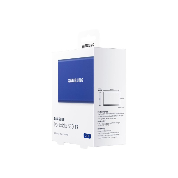 Samsung T7 External Portable SSD 2TB Blue