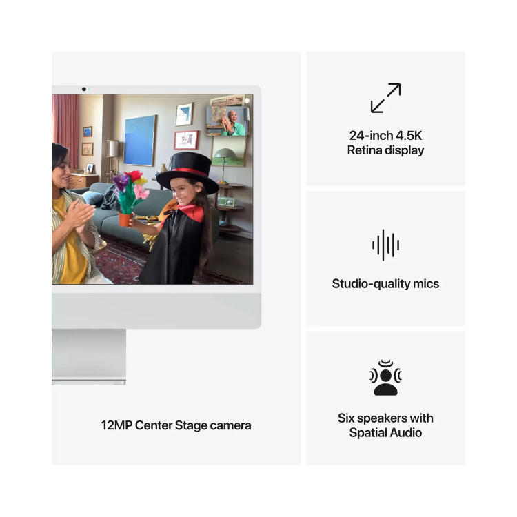 Apple iMac 2024 M4 10-Core 16GB RAM 512GB SSD 24 Inch 4.5K All-in-One PC - Silver