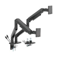 electriQ Dual Premium Monitor Arm with USB A/C Ports For Up to x2 45" Screen