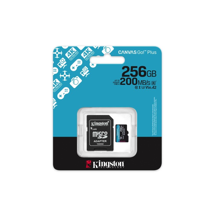 Kingston Canvas Go Plus 256GB MicroSD UHS-I Memory Card + Adapter