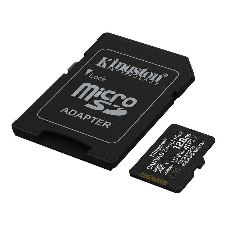 Kingston Canvas Select Plus 128GB microSDXC UHS-I Memory Card + microSD to SD adapter