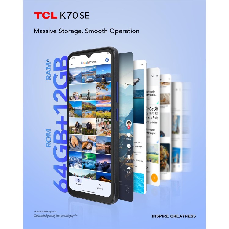 TCL K70 SE Indigo Black 6.6" 64GB 4G Unlocked & SIM Free Smartphone