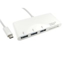 USB3C-HUB3CR OEM USB-C 3-Port USB Hub With Card Reader White
