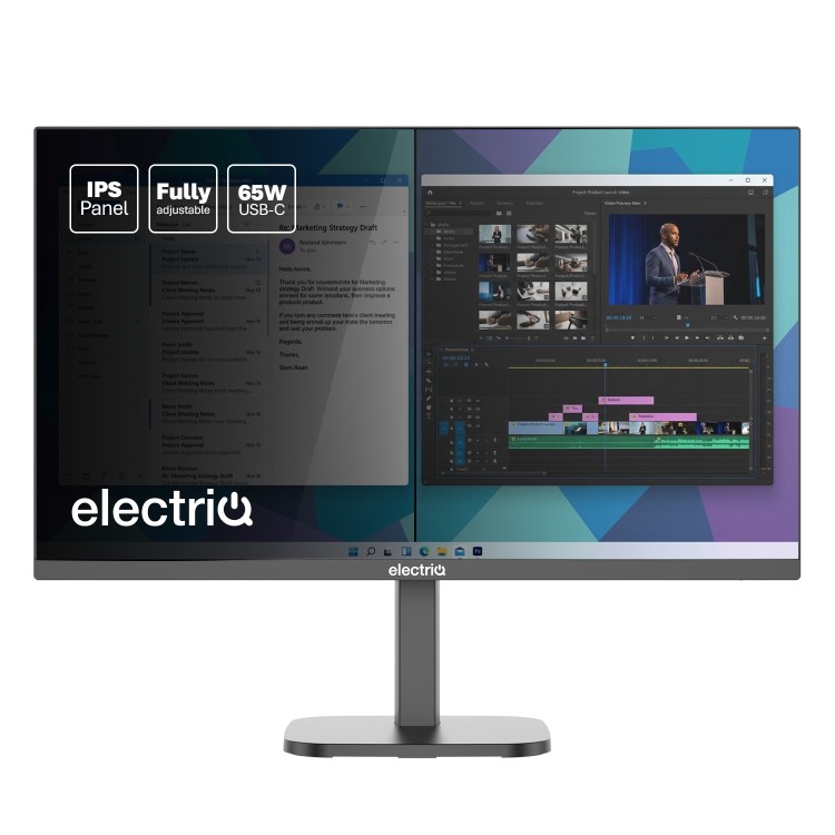 electriQ 27" IPS Full HD 144Hz 65 Watt USB-C Monitor