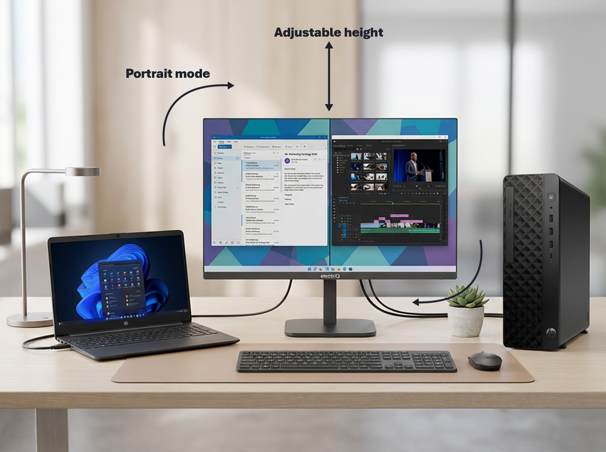 Flexible ergonomic setup with a frameless border